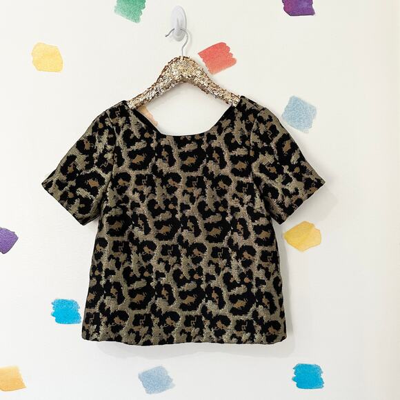 Hutch Tops - S Hutch Anthropologie Black Cheetah Print Shimmer Blouse